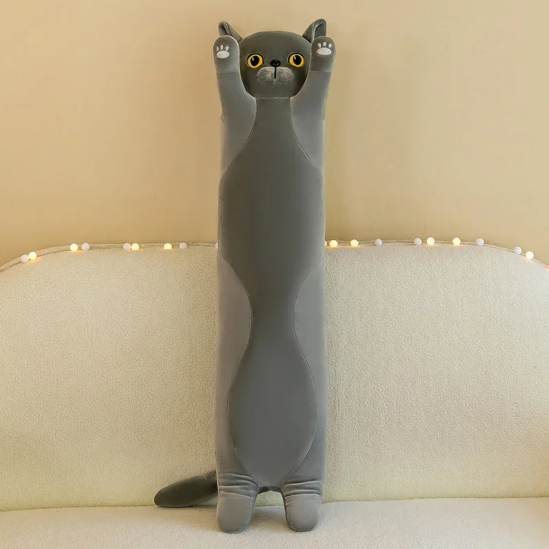 Cute  Cat Plush Toy Long Pink Brown Grey Sleeping Cats Leg Pillow Squishy Little Animal Doll Appeasing Plushie Gift