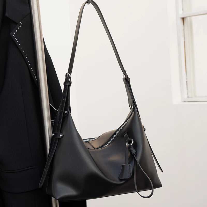 Women Natural Genuine Cow Leather Crossbody Bag Female Luxury Designer Shoulder Bags Lady Casual Retro Cowhide Handbag Hobos Bag