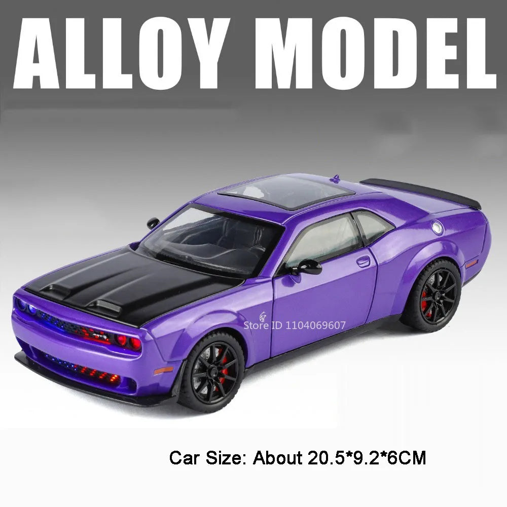 1:24 Hellcat Viper Miniature Sports Car Alloy Diecast Model Toys Front Wheel Steering Sound Light Pull Back Vehices Collectibles