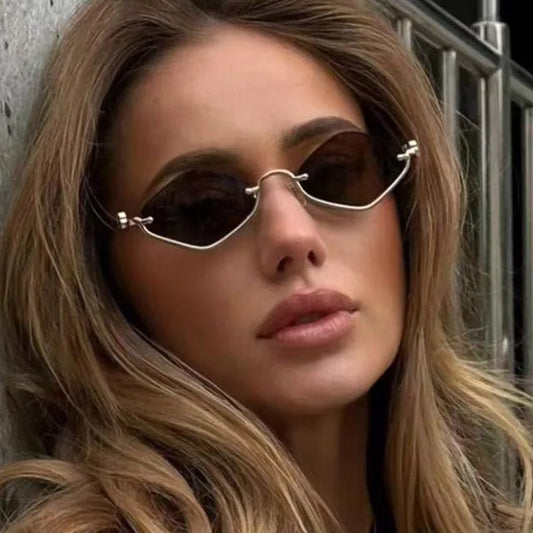 European and American Semi-Framed Retro Rhombus Sunglasses Punk Style Slim-Face Slimming Men's and Women's Shades