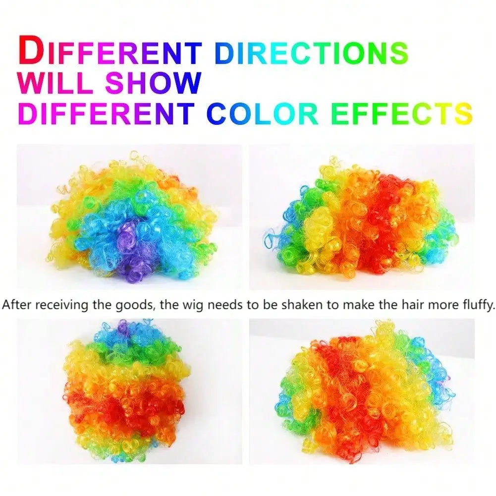 Colorful Clown Wig Afro Curly Synthetic Cosplay for Men Women Mardi Gras Christmas Party Wig Red Green Yellow Blue Wig Clown