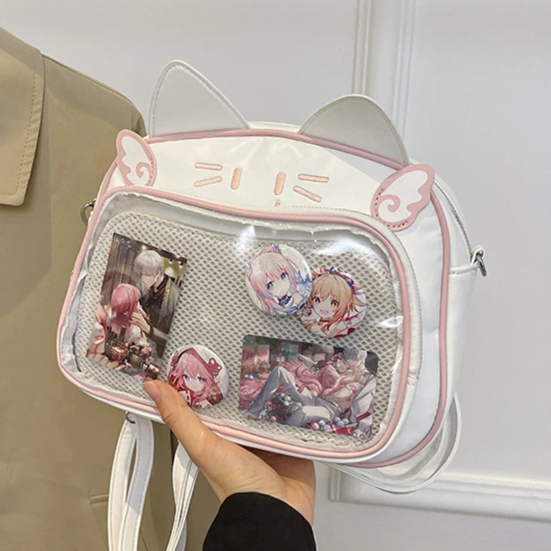 Y2K Japanese Kawaii Cat Ita Bag 2026 New Fashion Ita Backpacks Cute Girls Transparent Shoulder Crossbody Bags JK School Bags