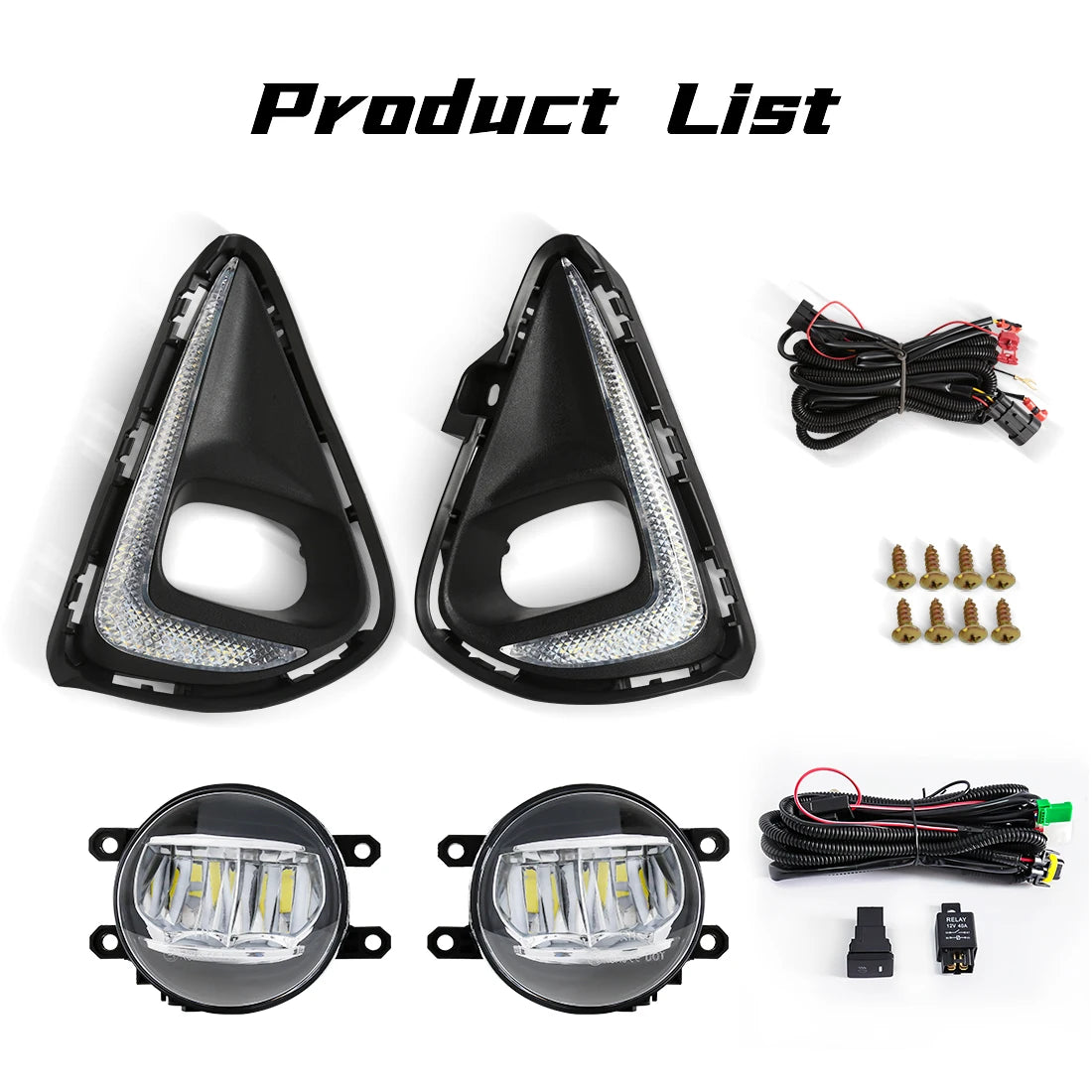 For Toyota Corolla Axio 2018 2019 2020 2021 Led Fog Lamps DRL Daytime Running Lights Front Bumper Headlights Halogen Covers Wire