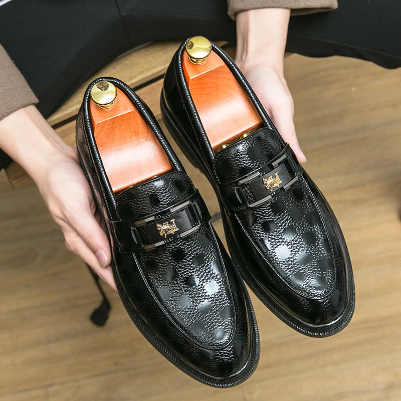 Classic Men's Dress Shoes Formal Brogues Leather Shoes Men High Quality Casual Business Wedding Shoes Men Slip On Office Loafers
