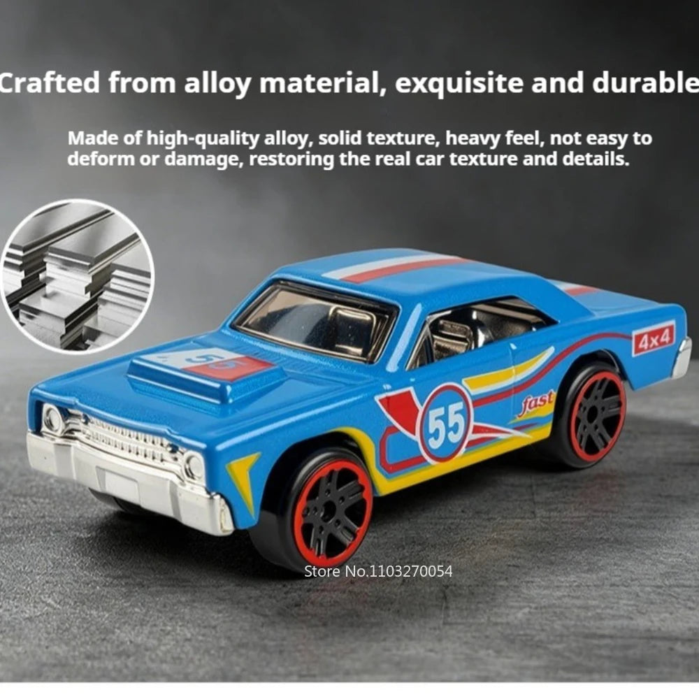1:64 Vintage Car Alloy Diecast Racing Cars Series Miniature Model Toys Rubber Tires Sliding Forward Vehices Boy Gifts Collection