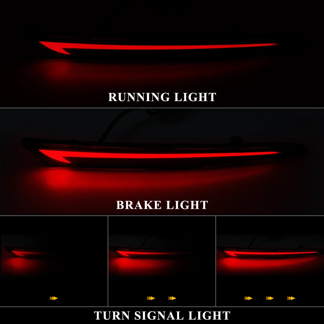 For Ford Mondeo Fusion 2013 2014 2015 2016 2017 2018 LED Rear Bumper Reflector Lights Brake Warning Dynamic Turn Signal Lamp 12V