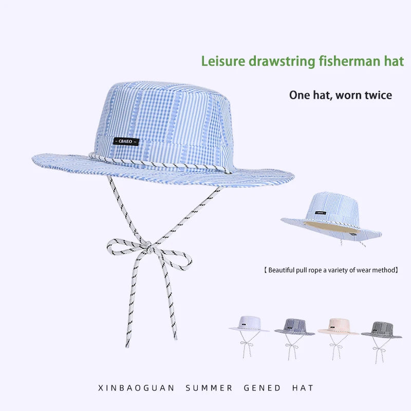 6149-New summer outdoor women's casual fashionable striped boater hat for going to the beach or on thesand.Largebrimmedsunhatfor