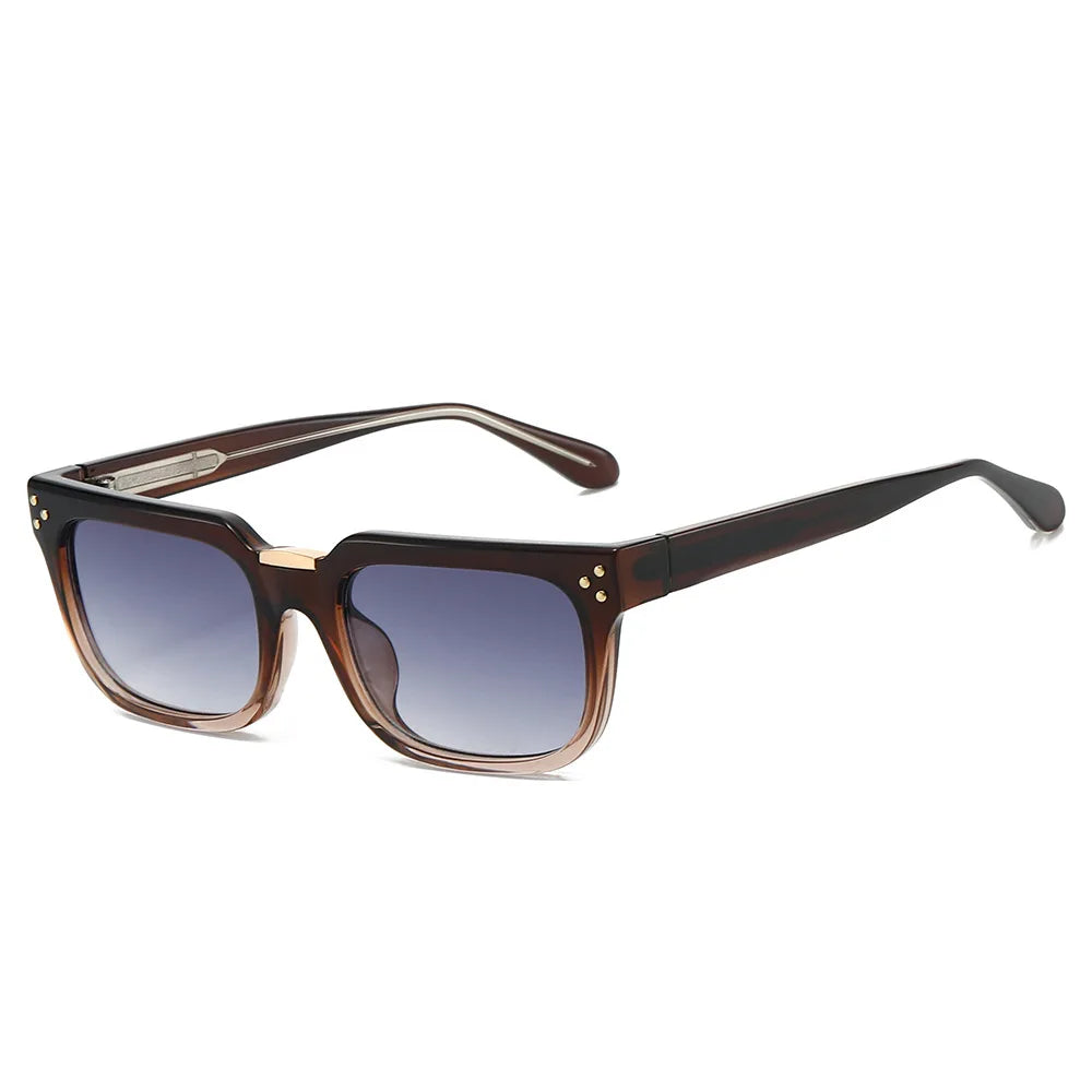 JNPCXI New Luxury Vintage Square Men Sunglasses Rivets Driving Polarized Shades Fashion Gradient Eyewear Trendy Sun Glasses