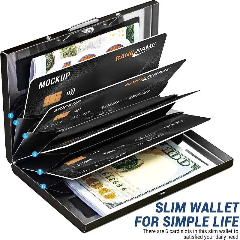 Color Slim AntiRFID Metal Wallet Men Minimalist Credit Card Holder Aluminum Case