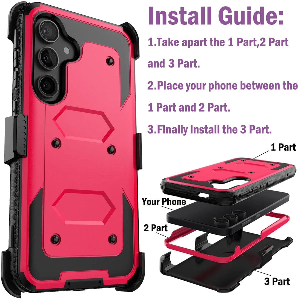 Samsung Galaxy S24/S24+/S24 Ultra/S24 FE Rugged Shockproof Heavy Duty Phone Case