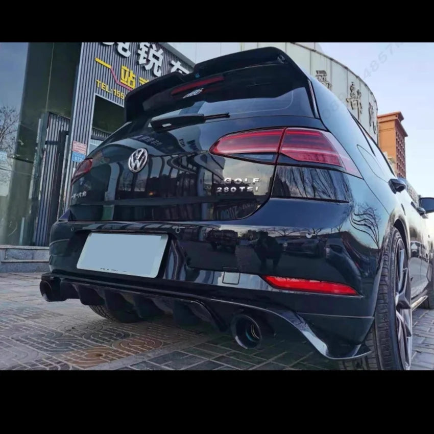 For VW Golf 7.5 Standard Edition GTI 2017-2019 Car Rear Bumper Black Diffuser LED Splitter Spoiler With Iight  Exterior Body Kit