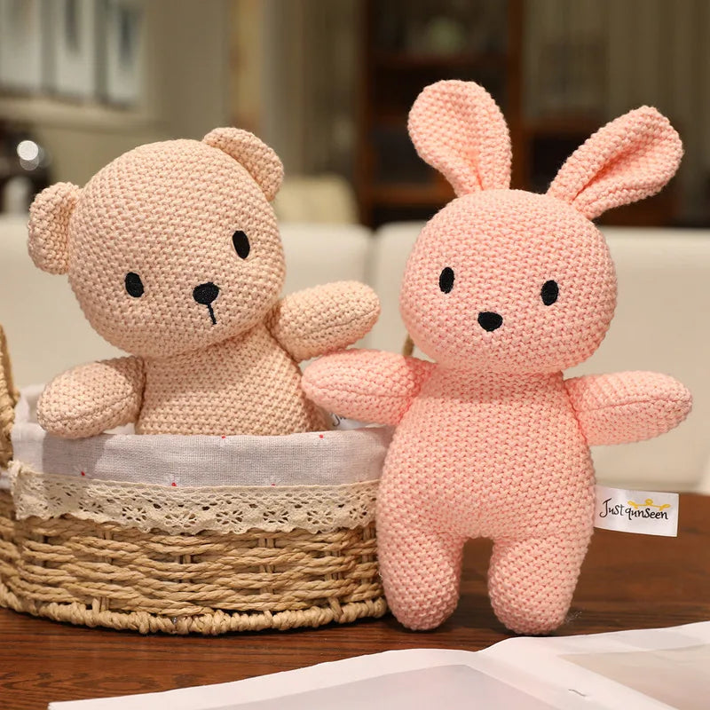 Cute Knitted Cartoon Animal Toy Stuffed Cow Cattle Fox Dinosaur Whale Shark Sitting Standing Small Appeasing Gift