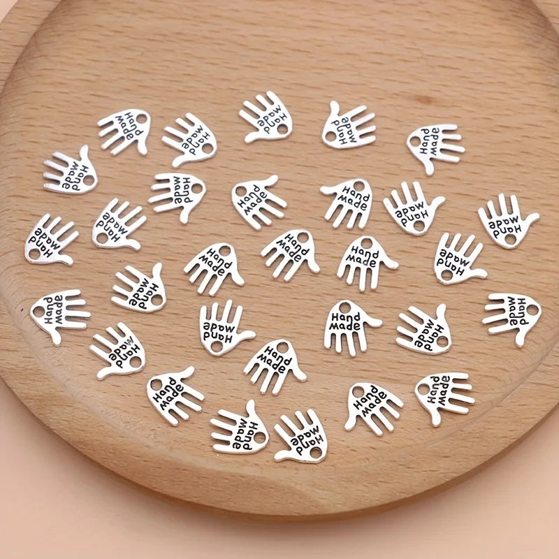 30pcs Silver Plated Handmade Charms Hand Pendants for Jewelry Making DIY Handmade Necklace Earrings Key Chain Accessories
