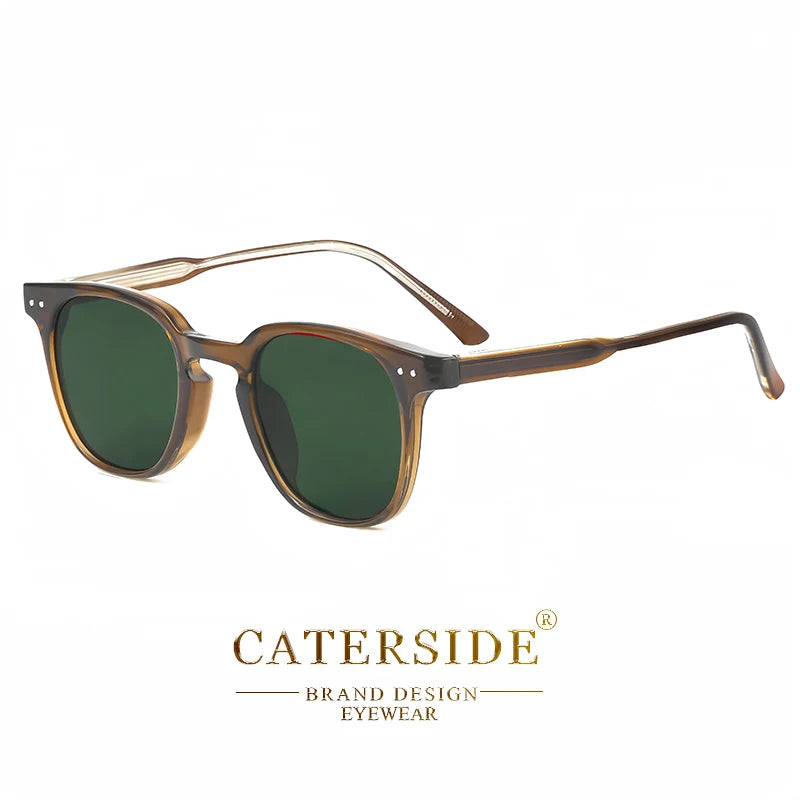 CATERSIDE Round Retro Sunglasses Men's Punk Fashion Brand Design Sun Glasses Women Travel Outdoor UV400 Shades Propionic Temple