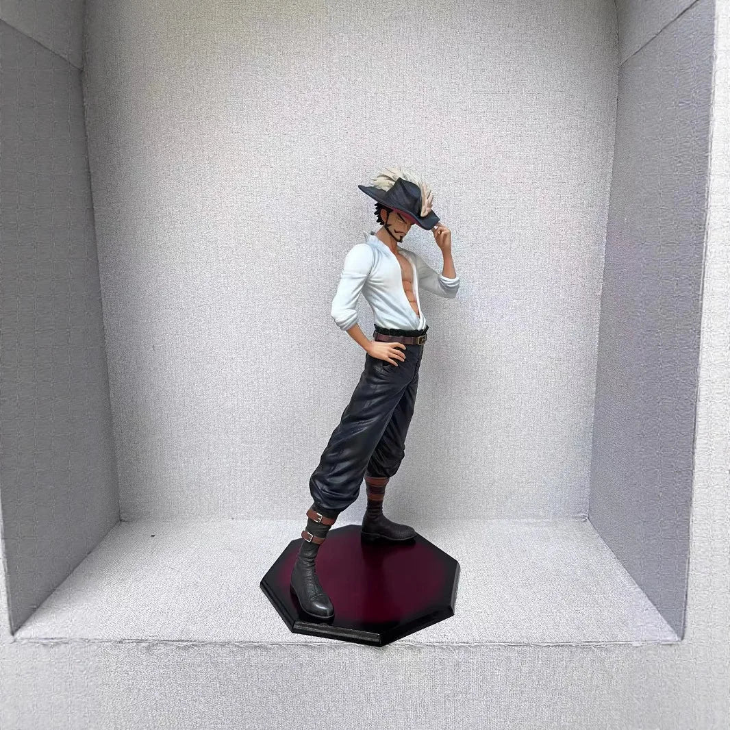 11" One Piece Dracule Mihawk White Suit Standing Pose Anime Figure Collectible