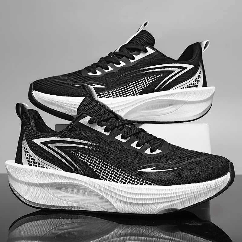 Men Marathon Running Shoes Sports Carbon Board Air Cushion Breathable Lightweight Men's Comfortable Athletic Nonskid Sneakers