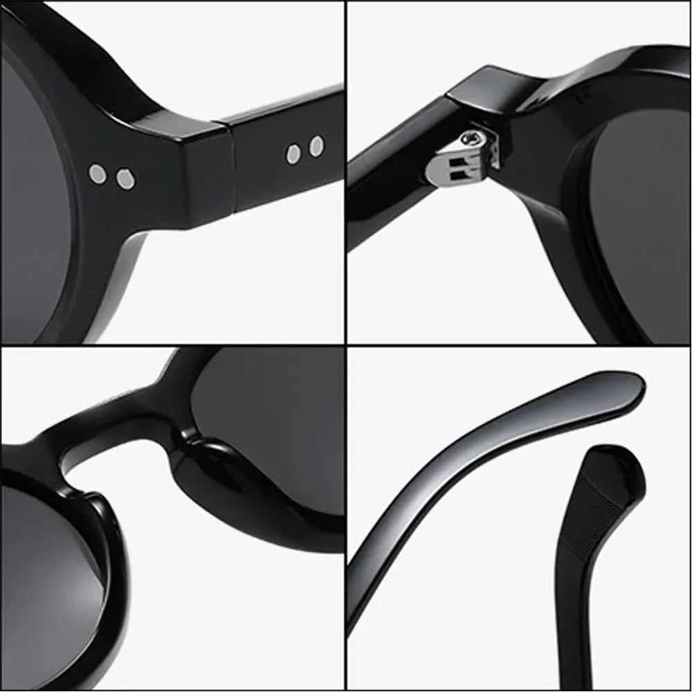JNPCXI Retro Round Women Polarized Sunglasses Fashion Rivets Decoration Men Punk Shades UV400 Leopard Sun Glasses