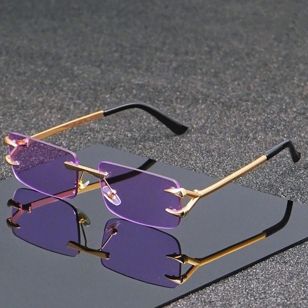 Men's and Women's Casual Square Frameless Metal Fashion Glasses Are Suitable for Both Casual and Formal Occasions