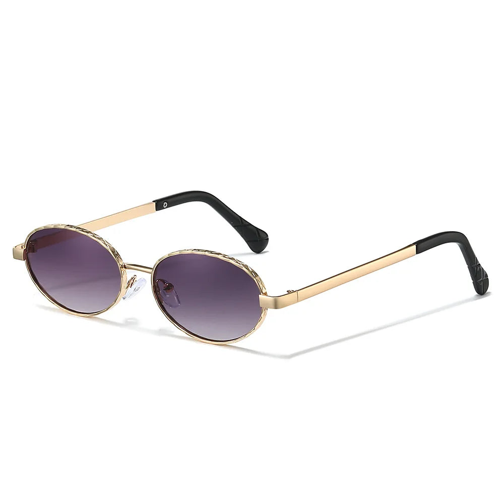 JNPCXI New Metal Oval Sunglasses Women Fashion Pink Candy Color Shades UV400 Retro Punk Men Outdoor Sun Glasses