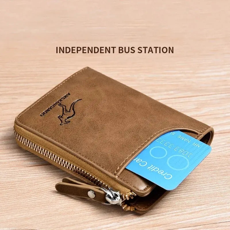 Mens Leather Wallet RFID Card Holder Business Zipper Purse Luxury Secure Wallet