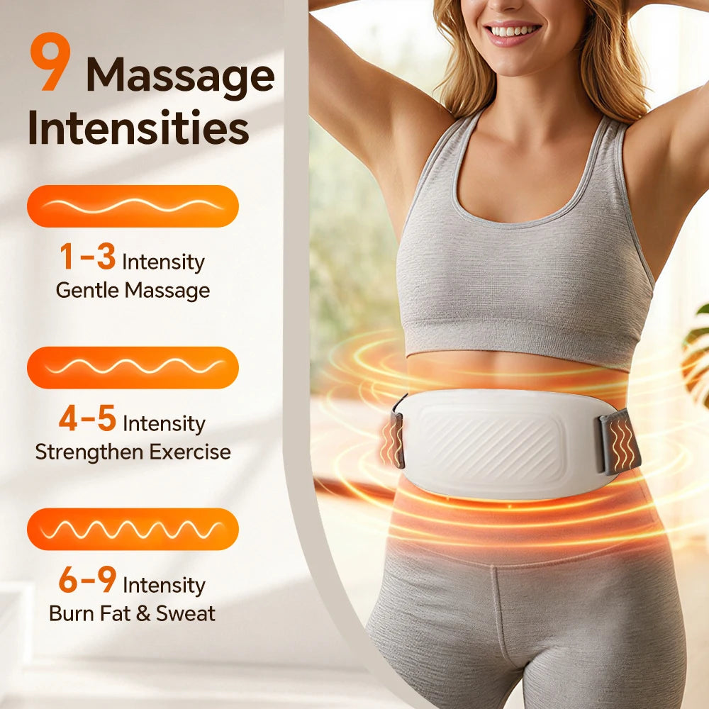 Electric Abdominal Massager Bian Stone Kneading 3-Level Heat Fat Burner 6 Modes Anti-Cellulite Body Shaping Shaking Weight Loss