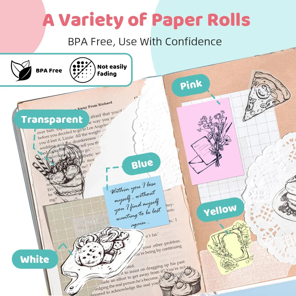 T02 Mini Portable Bluetooth Thermal Printer T02 Sticker Photo Maker Machine