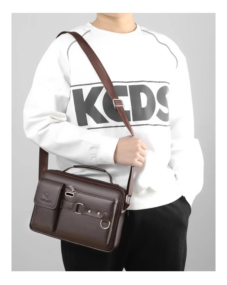 Men Shoulder Bag Pu Leather Business Messenger Crossbody Bags Designer Handbag