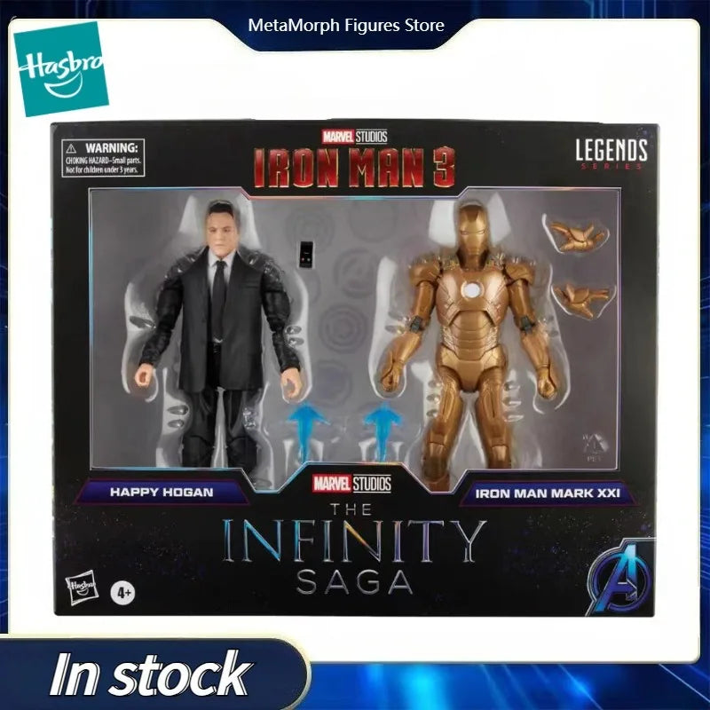Original Hasbro Marvel Legends Series The Infinity SAGA Iron Man 3 Happy Hogan & Mark XXI  Action Toy Figure