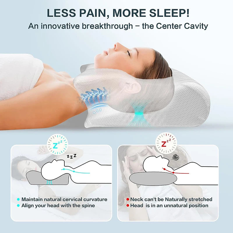 1pc Memory Foam Cervical Pillow, 2in1 Ergonomic Orthopedic Pillows for Neck Pain