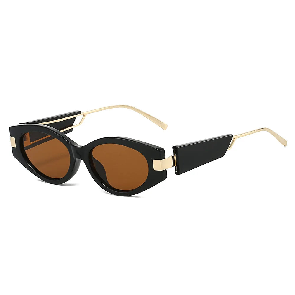 JNPCXI New Ins Popular Fashion Cat Eye Sunglasses Women Shades UV400 Retro Men Oval Lens Punk Sun Glasses