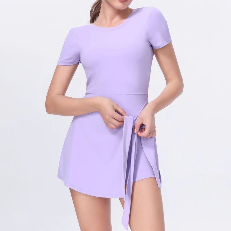 DIAS FIT JOY Sporty One-Piece Dress Prevents Walk Light Beautiful Back Design Yoga Skirt Tennis Skirt Naked Sensation