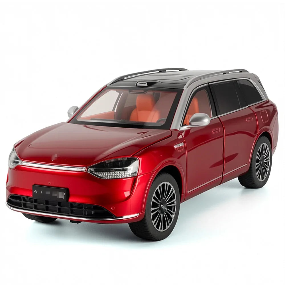 1:24 AITO M9 SUV Model Toys Car Alloy Metal Diecast Sound Light Pull Back 6 Door Opened Rubber Tire Vehicle Collectible Ornament