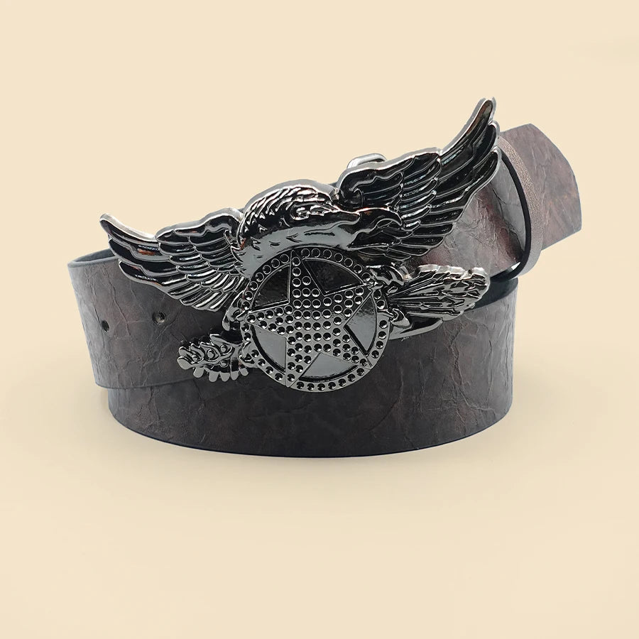 Western Cowboy Eagle Buckle Belt, Unisex Trendy Retro Punk Embossed Belt, Versatile Casual Belt, Daily Holiday Matching Belt