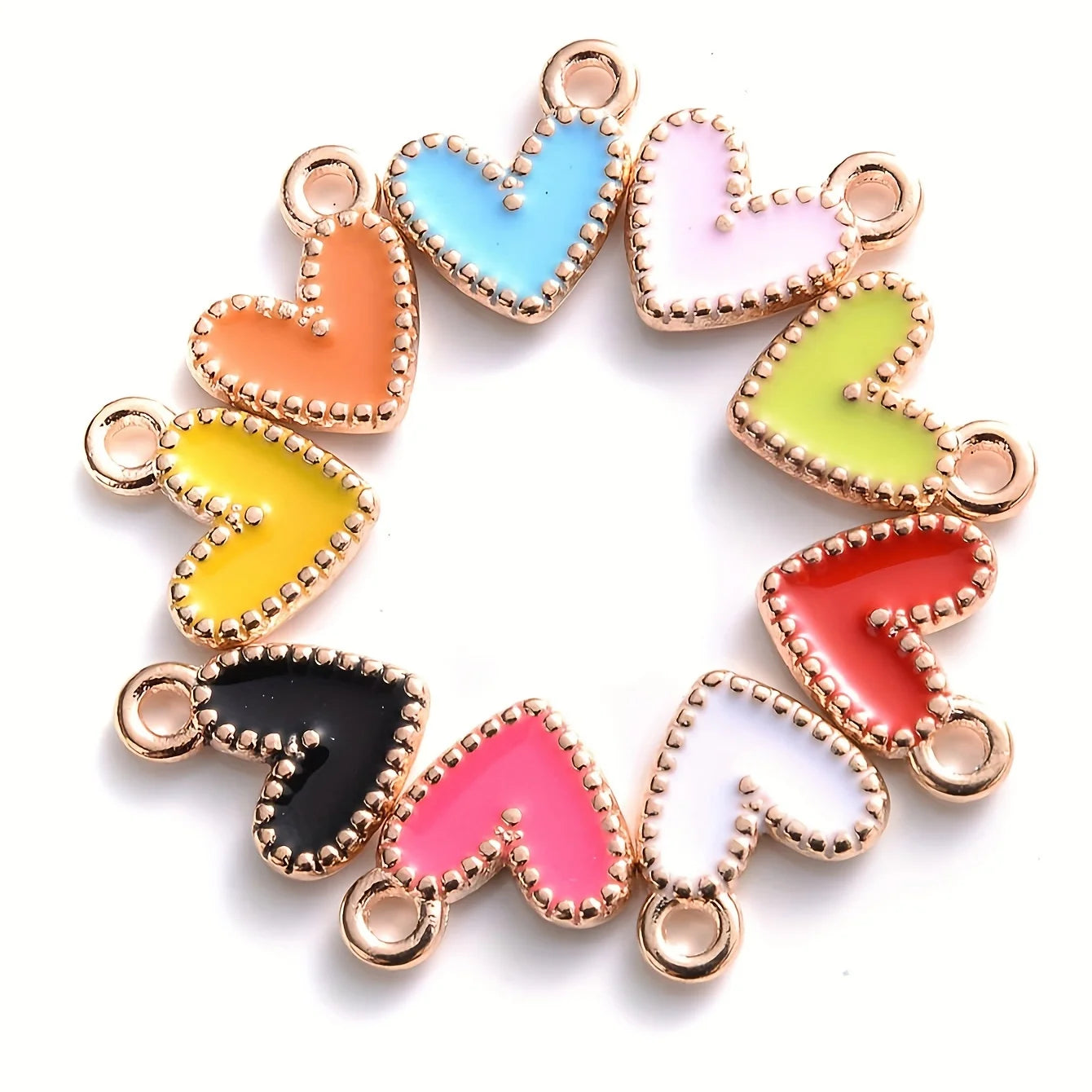 25Pcs Mix Enamel Heart Charms Cute Pendants for Jewelry Making DIY Handmade Necklace Earrings