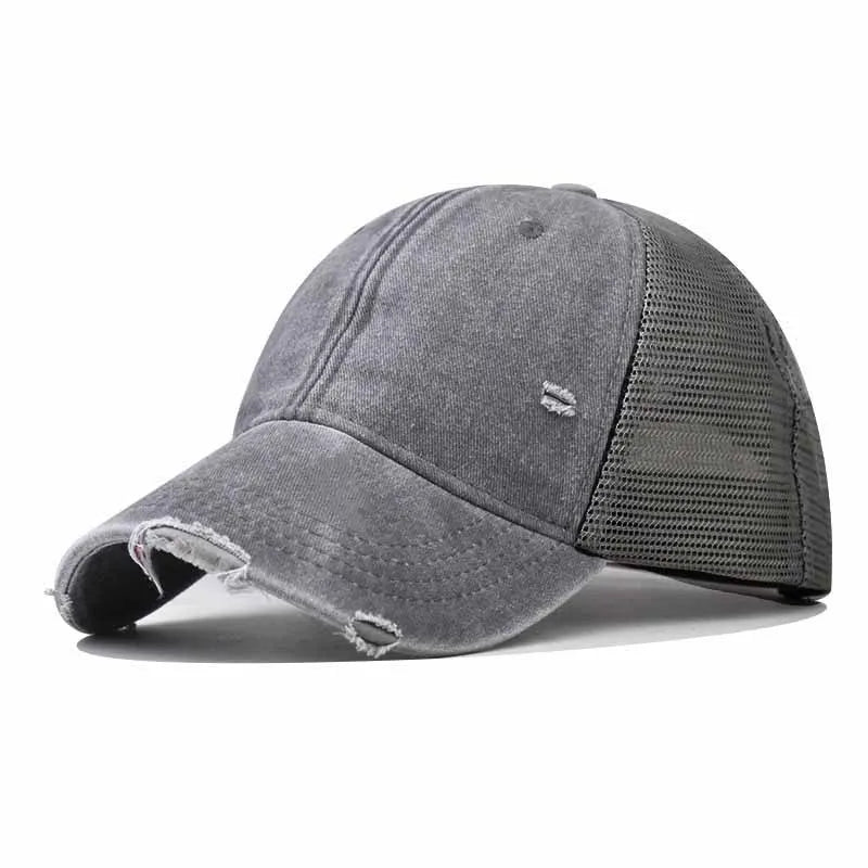 Washed Cotton Mesh Breathable Baseball Cap Old Ripped Board Caps Men Women Hats