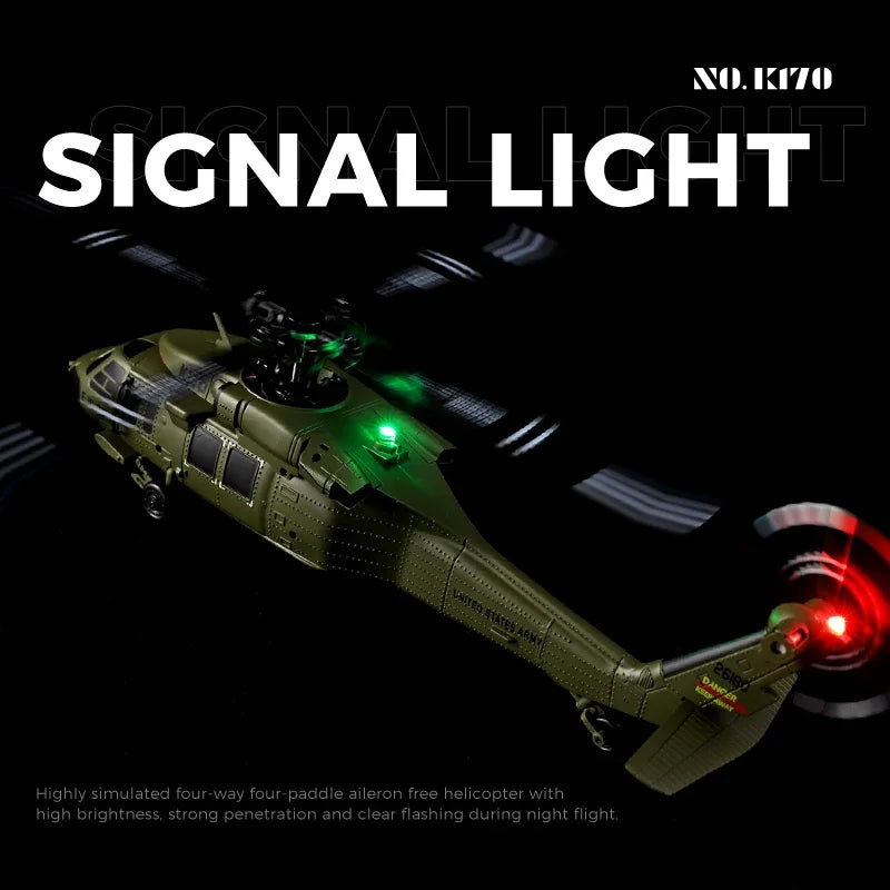 K170 RC Helicopter UH-60L 4 Channel Remote Control brushless, Gyro and LED Light