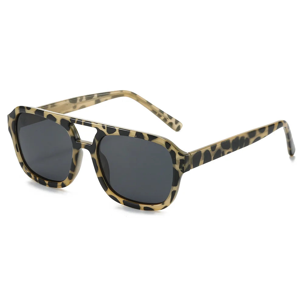 JNPCXI New Retro Square Double Bridges Men Sunglasses Fashion Quality Shades UV400 Women Gradient Blue Sun Glasses