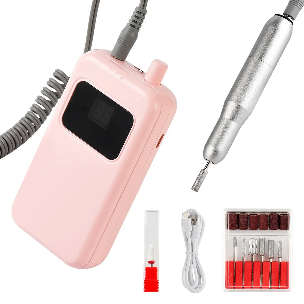 45000RPM Wireless Use Nail Drill Machine 1200mAh Nail Drill Milling Sander Nail Art Manicure Grinder Nail Polisher Cutter Kit