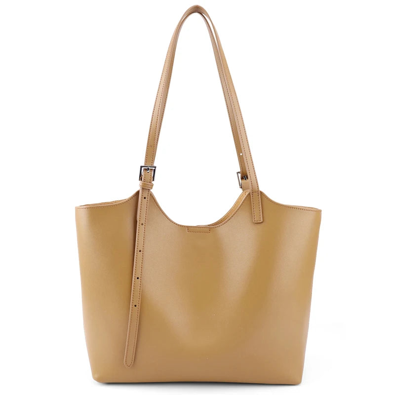 Genuine Leather Tote Bag for Women Large Capacity Cowhide Shoulder Bag Patchwork Commute Handbag Luxury Designer Bag