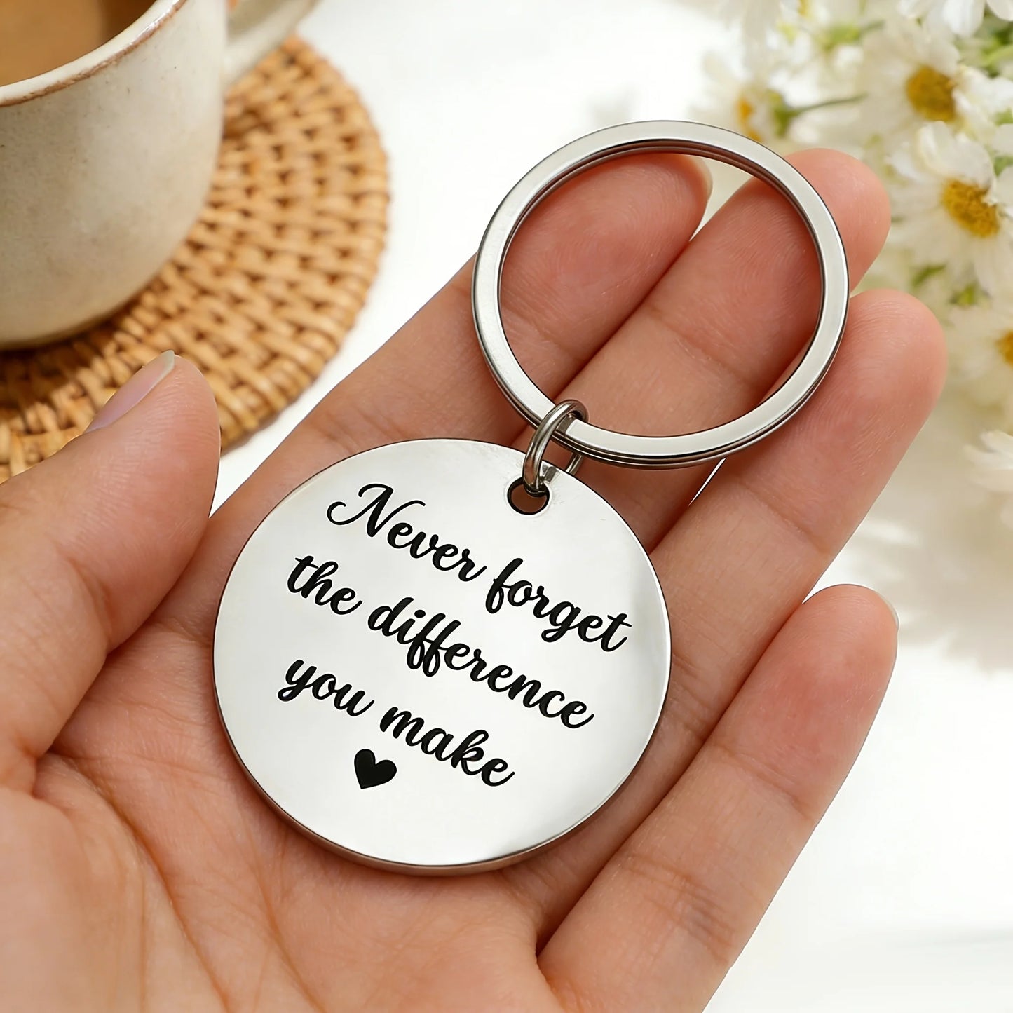 "Never Forget the Difference You Make" Keychain Friendship Birthday Christmas Graduation Gifts For Women Best Friends Sisters
