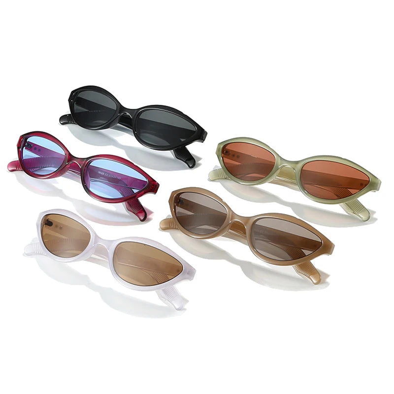 JNPCXI New Fashion Cat Eye Women Sunglasses Retro Rivets Men Green Tea Shades UV400