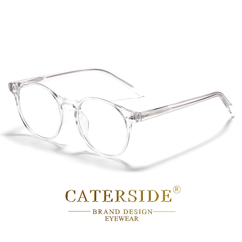 CATERSIDE Vintage Round Men Glasses Frame High-Quality Brand Design Anti Blue Light Reading Glasses Women Optical Frame