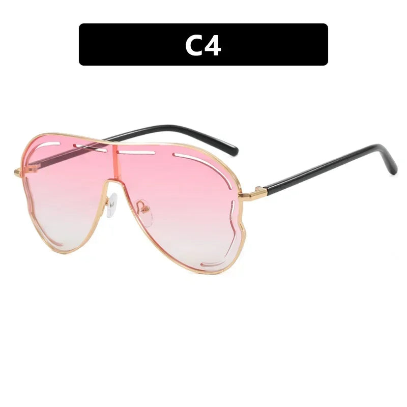 JNPCXI Oversized Retro Pilot Women Sunglasses Fashion Metal Quality Decoration Men Punk Shades UV400 Sun Glasses