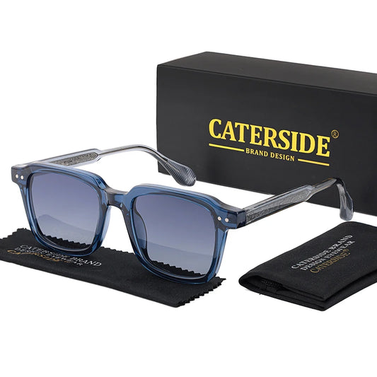 CATERSIDE Retro Sunglasses Men's Square Frame Brand Design Core Insert Temple Sun Glasses Women's Travel Party Holiday Gift