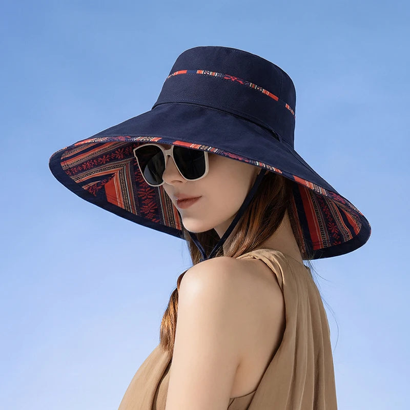 6180-New summer women's wide-brimmed sun hat. Children'sversion.Double-sidedwearable. Fishermanhat.Fashionableandversatilesunhat