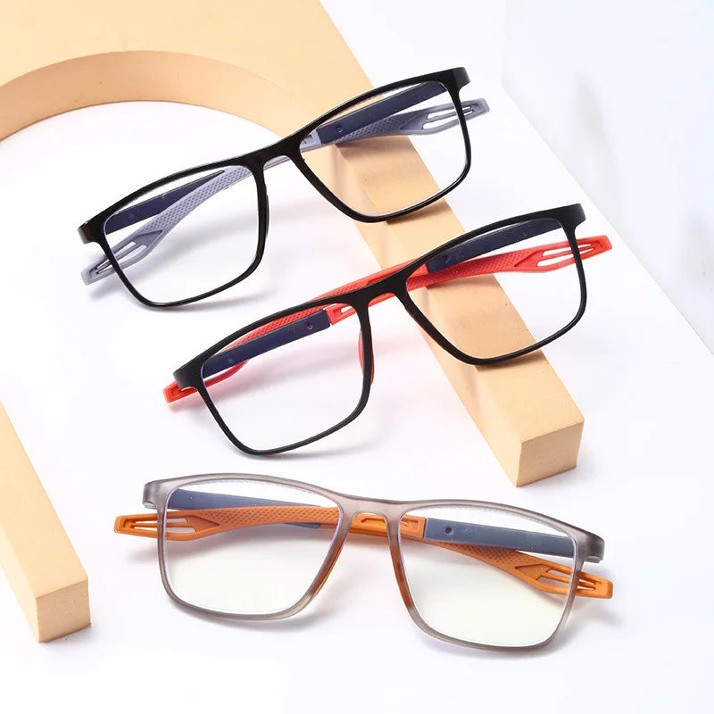 3pcs Casual Square Anti Blue Light Glasses Lightweight Non-slip for Outdoor & Daily Work