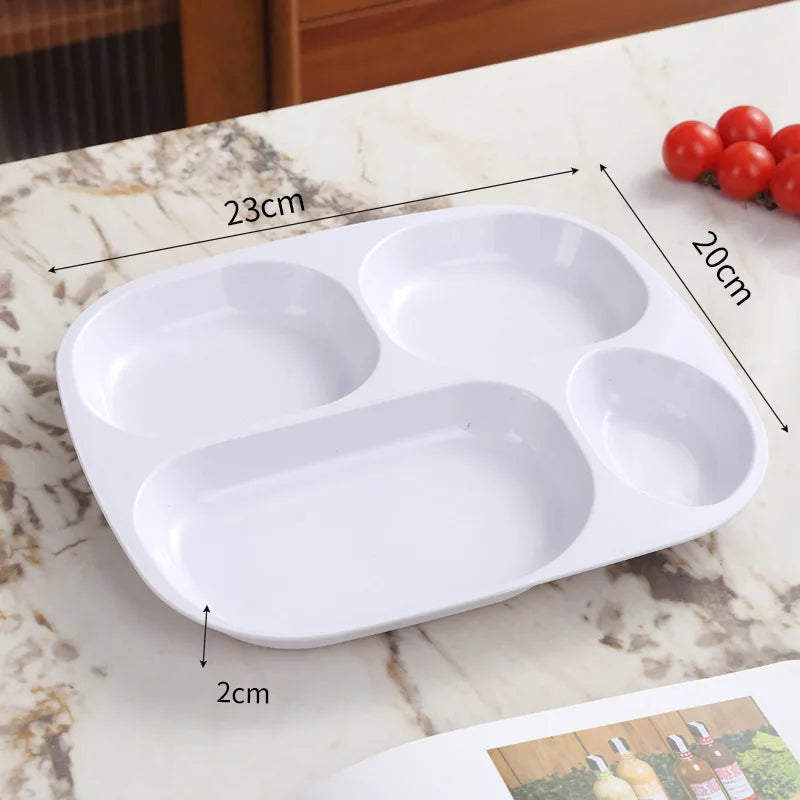 1pc 4 Grids Plastic Individual Plate,Reusable Healthy Diet And Weight Loss Divider Plate Ideal,for Home Camping Dorms Cafeterias
