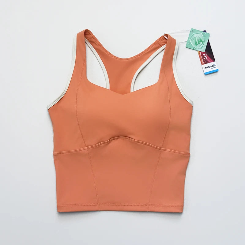 Women's fitness yoga sleeveless vest, elastic fitness yoga, running, dancing, crop top, bra