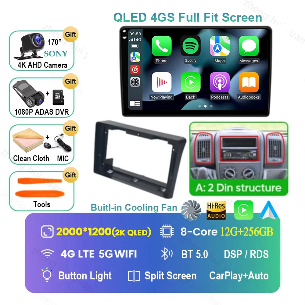 Android 16 Car Radio For Fiat Ducato 2005 2006 - 2023 Citroen Jumper Peugeot Boxer 2011-2015 Auto Carplay 2 din Autoradio 4G RDS