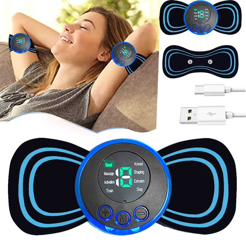 Portable Foot Pad Electric Massage Patch Pen Cervical Neck Back Combination Set